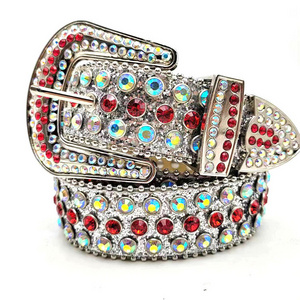 Custom Ladies Leather Rhinestone Studded Waist Belt Western Cowboy Shiny Bling Blng Men Crystal Belt