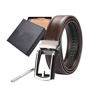 Custom Wholesale Personalized Men Private Label Auto Automatic Ratchet Sliding Men Genuine Leather Belt