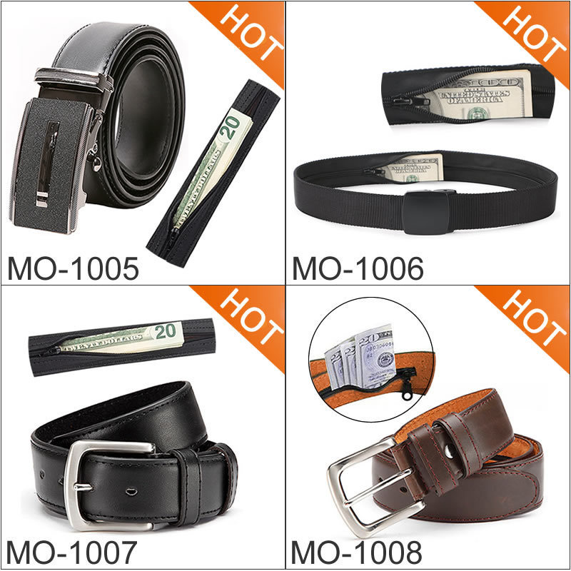 Men's Zip Genuine Leather Travel Money Belt Hidden Pocket