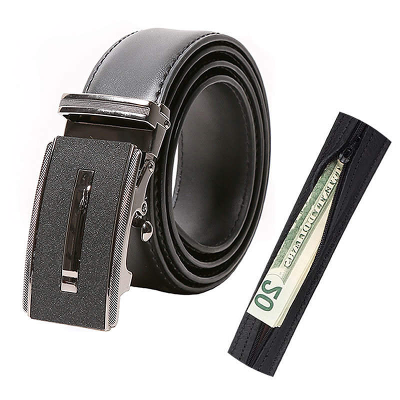 Men's Zip Genuine Leather Travel Money Belt Hidden Pocket