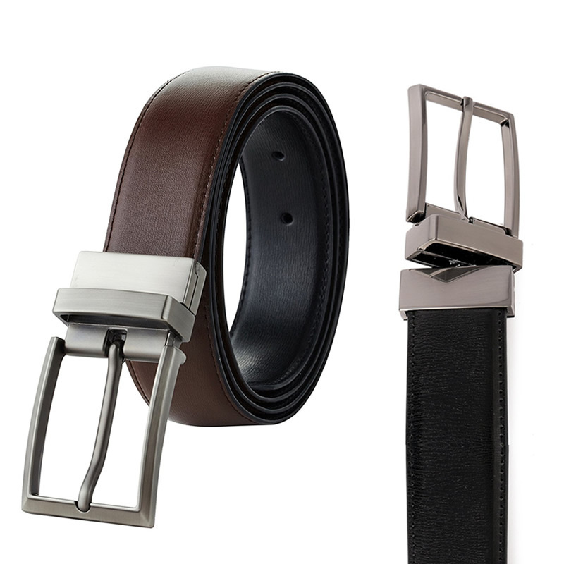 Wholesale Custom Logo Genuine Cow Leather Belt For Men With Reversible Pin Buckle Men Belts