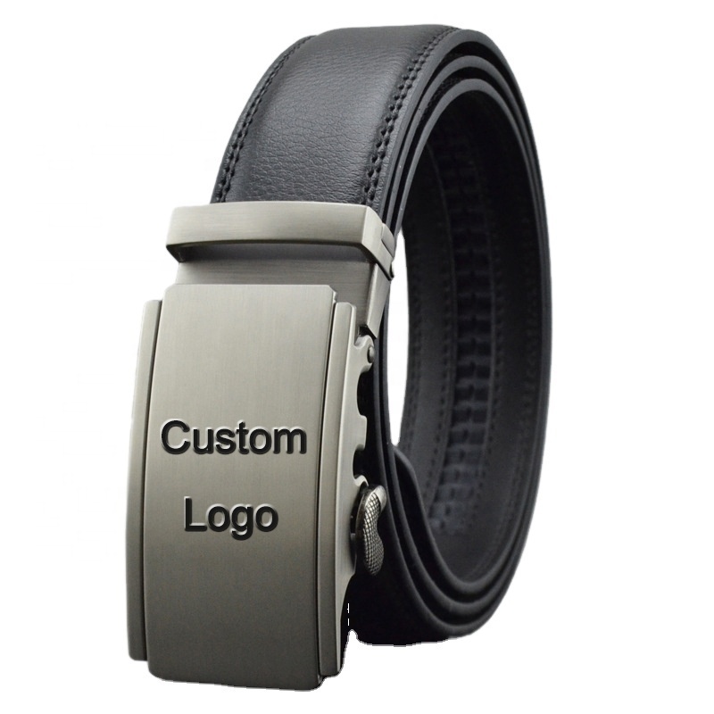 Custom Logo Luxury Business Cowboy Top Grain Leather Golf belt Men's Fashion Automatic Genuine Leather Belt