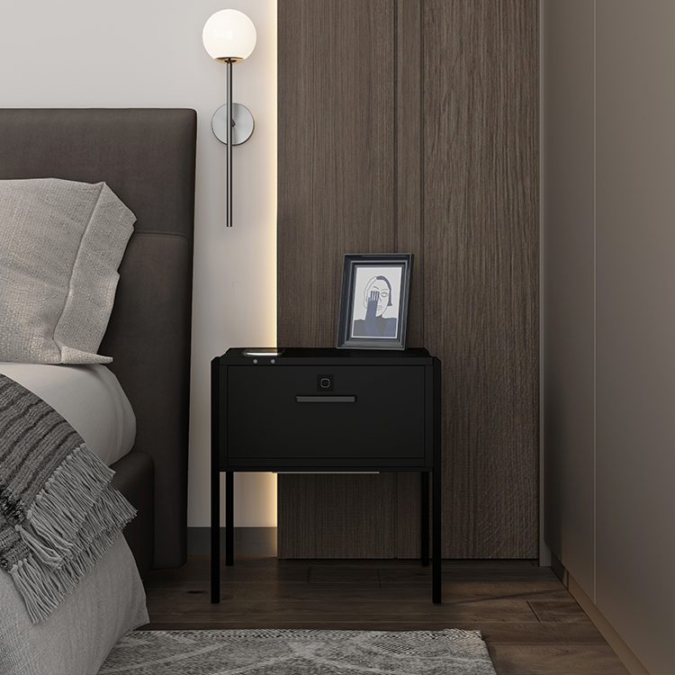 Modern smart hidden drawer nightstand with human body induction lamp bedside table