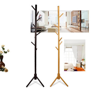 Wholesale wooden adjustable coat tree rack hanger stand for clothes hat bags