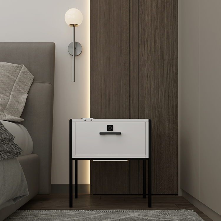 Modern smart hidden drawer nightstand with human body induction lamp bedside table