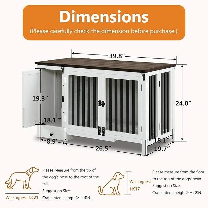 Portable Solid Wood Dog Crate End Table: Foldable Indoor Kennel for Small/Medium Dogs