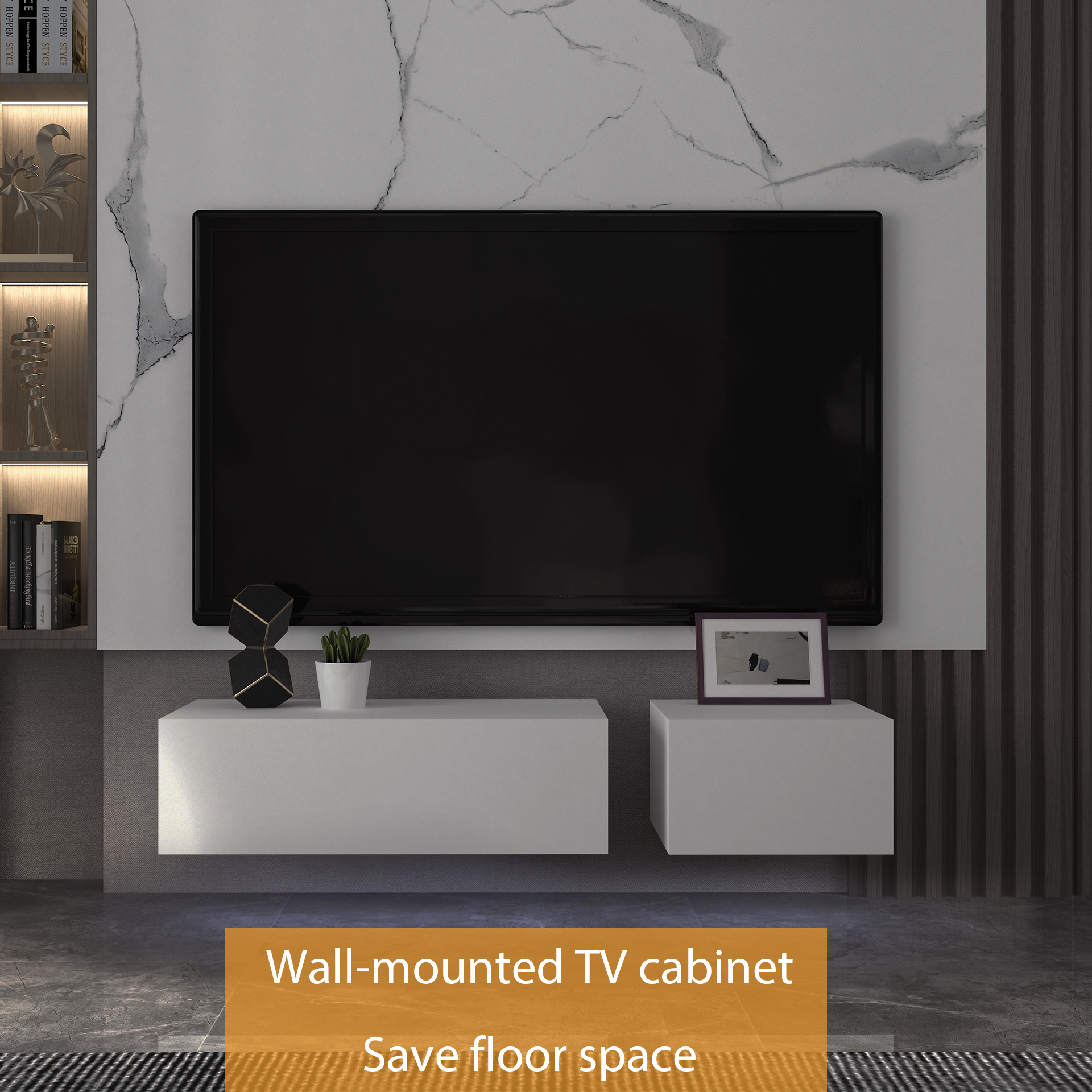 Modern Factory customizable LED design wooden wall floating cabinet living room furniture TV stand unit cabinet