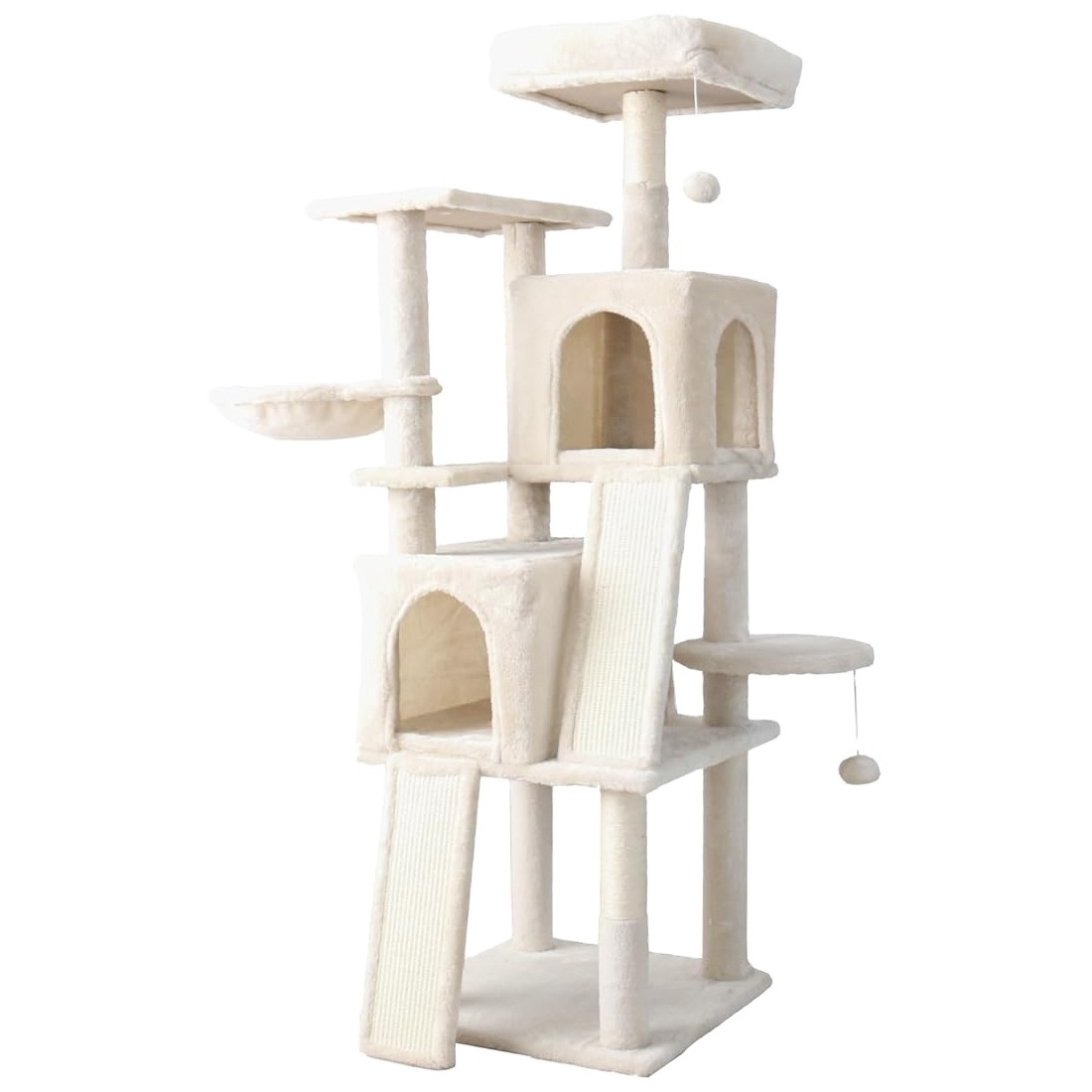 58.7 Inch Cat Tree Stand for Indoor Cats, Tall Cat Tower w/Sisal Scratching Post, Condo Hammock & Dangling Ball