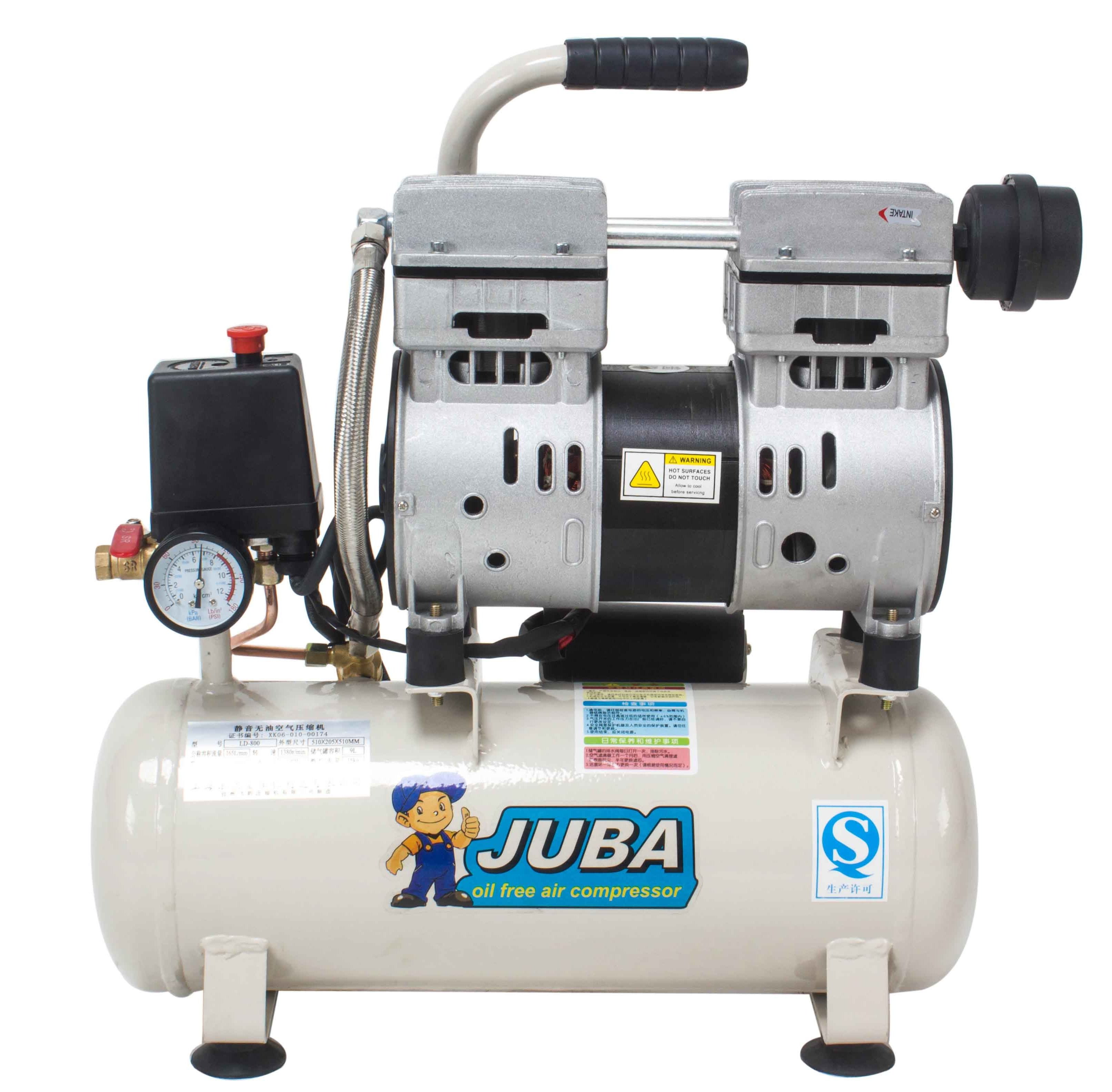 Silent 8bar oilless paint air compressor portable oil free industrial compressors with 8 30 50L tank