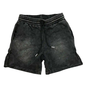 Custom Blank Sweat Short Drawstring Acid Wash Raw Edges Vintage Swimming short men's shorts wholesale