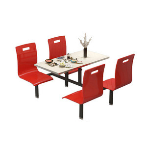 Modern restaurant tables and chairs school dining hall table Wooden 4 seats dining cafeteria table and chair set