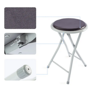 Outdoor Home Folding Stool Collapsible Padded Round Stool Metal Round Folding Stool With Vinyl Padded Seat