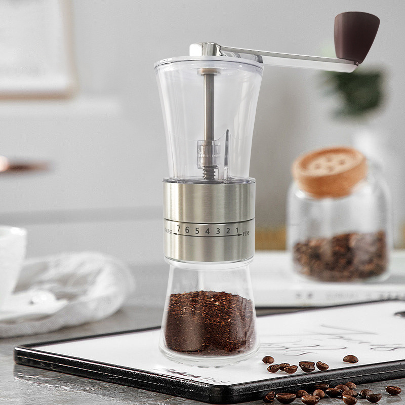 Adjustable manual small portable hand coffee bean grinder for travel