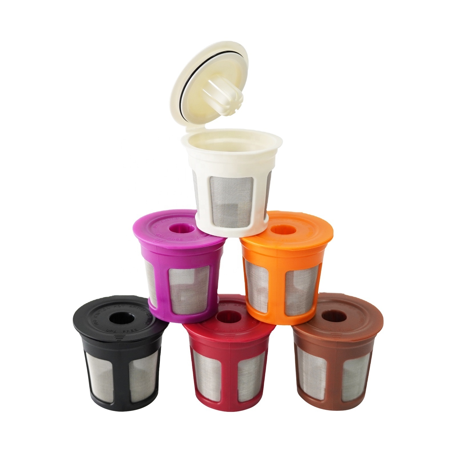 6 Pack Reusable K Cups Filter Plastic Coffee Capsule Refillable Coffee Pods For Keurig 2.0/1.0 Express Stainless Steel Mesh