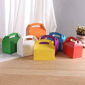 Lightweight Assorted Bright Rainbow Colors Cardboard Favor Boxes Treat Goody Gable Bags Birthday Party Event Gift