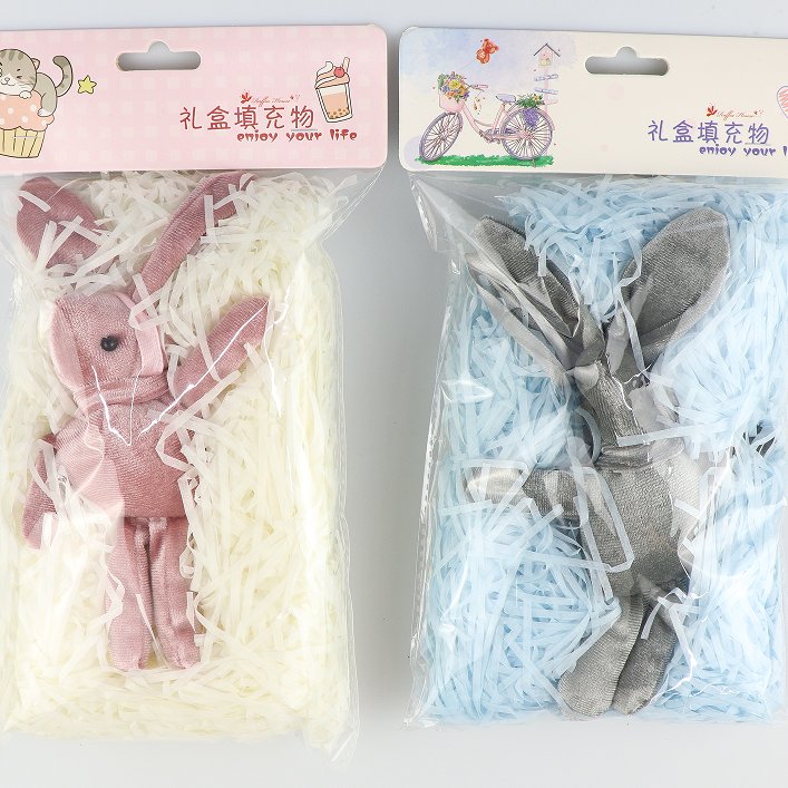 Shredded Paper Grass with Dolls Bunny Bouquet Crinkle Cut Paper for Gift Box Basket Filler Packaging Decoration