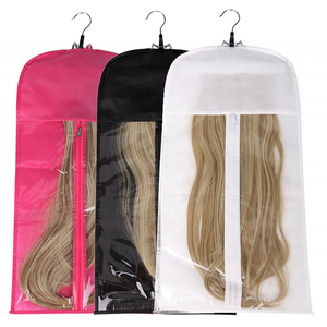 Fashion Design Non Woven And Pvc Hair Packaging Bag Wig Storage Bag With Hanger