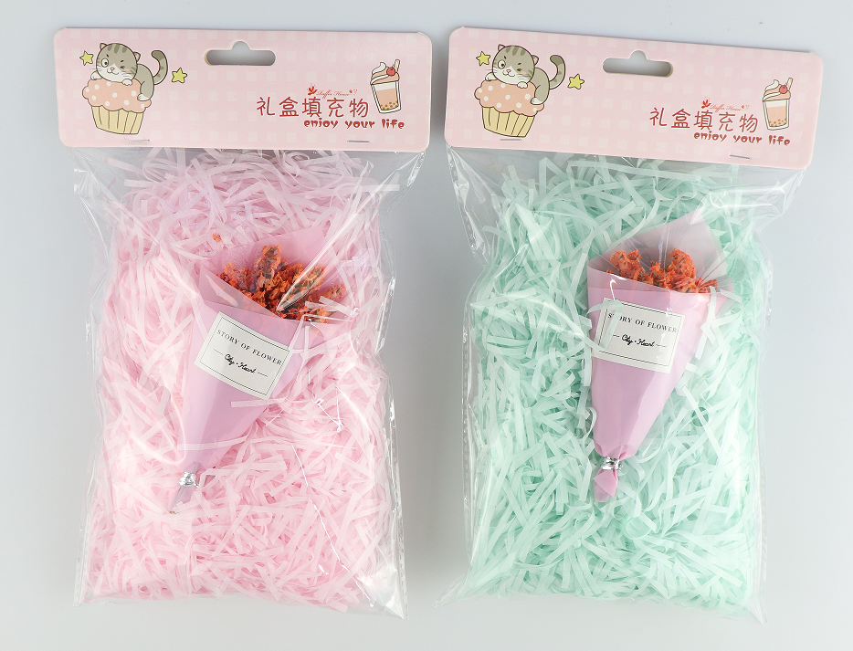 Shredded Paper Grass with Dolls Bunny Bouquet Crinkle Cut Paper for Gift Box Basket Filler Packaging Decoration