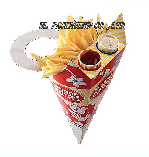 recycled paper french fries packaging box with sauce container