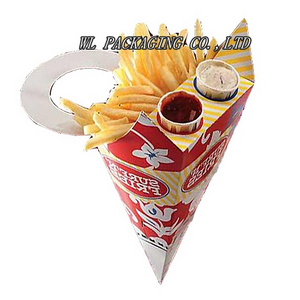 recycled paper french fries packaging box with sauce container