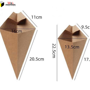 100% food grade paper made cone go to paper french fries box container holder