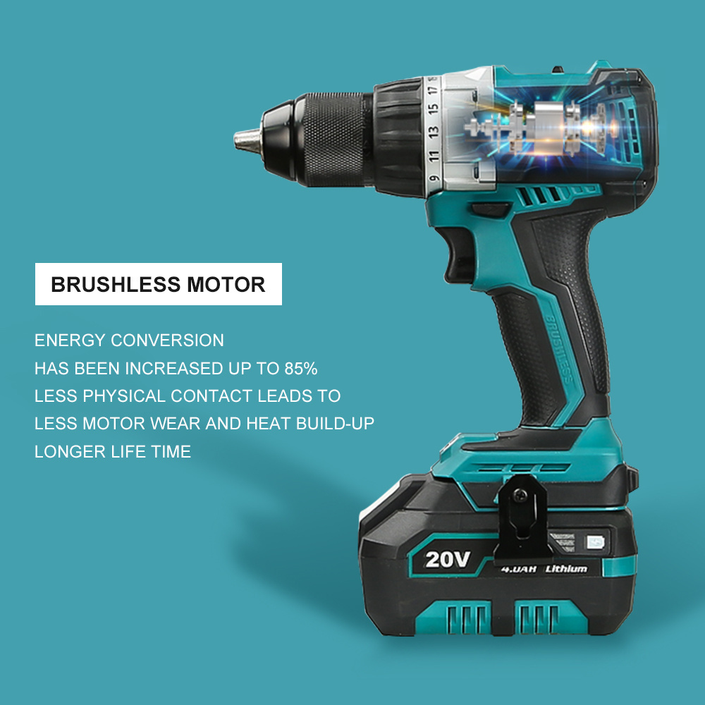 Cordless Electric Tools Handheld Power Drills Combi Drill Quick Change Drill 18V / 20V Lithuim Ion Battery Brushless Motor