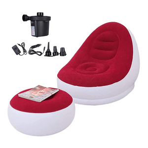 Red With Footstool Single Inflatable Hinchable Del Aire Portable Inflatable Lounger Air Sofa