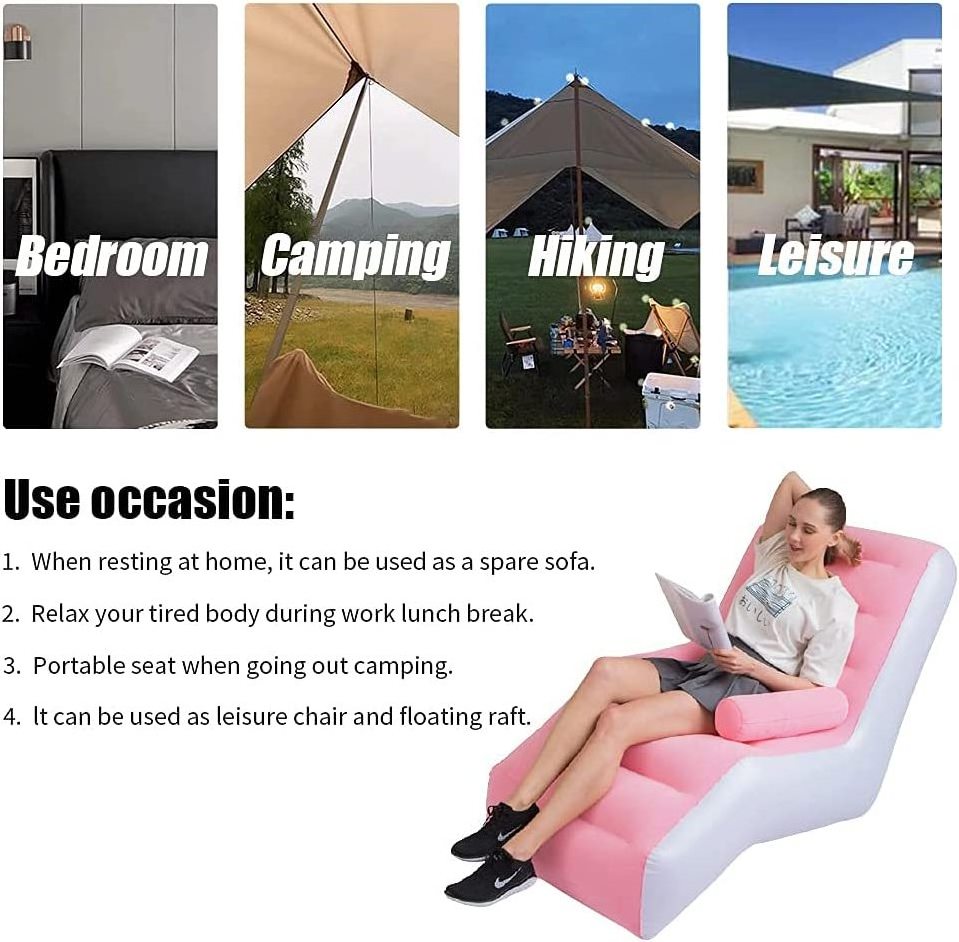 Custom Single Air Sofa Chair Automatic Inflatable Sofa Pink Inflatable Outdoor Sofa