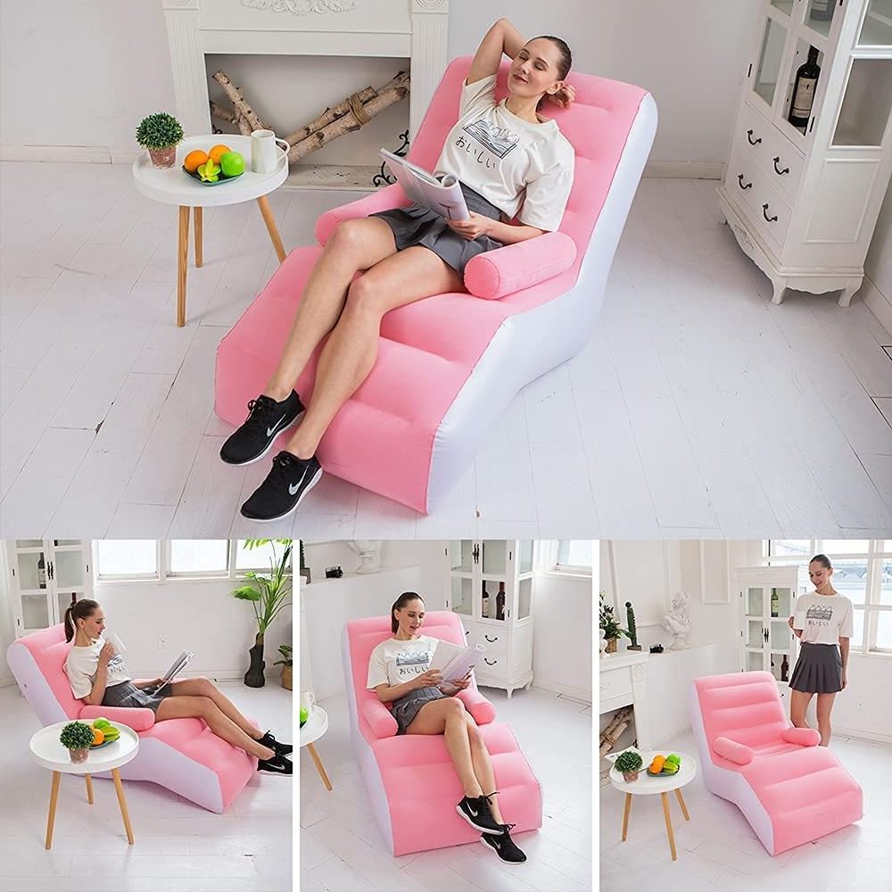 Custom Single Air Sofa Chair Automatic Inflatable Sofa Pink Inflatable Outdoor Sofa