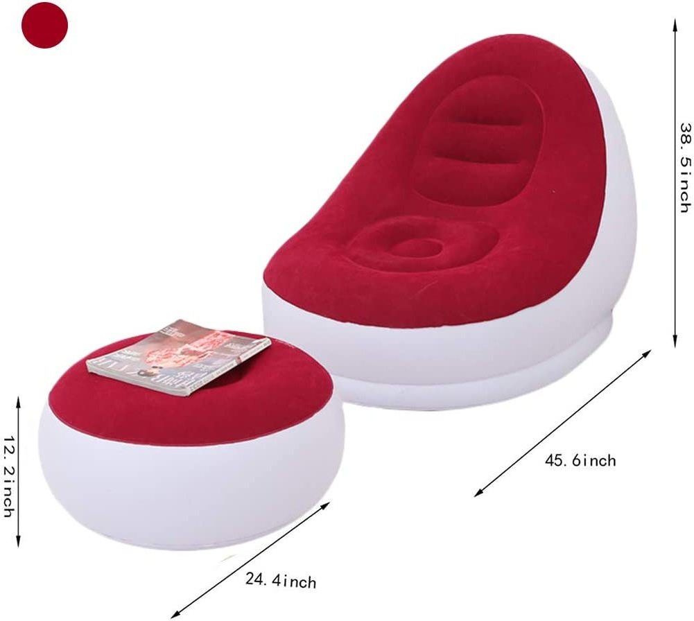 Red With Footstool Single Inflatable Hinchable Del Aire Portable Inflatable Lounger Air Sofa