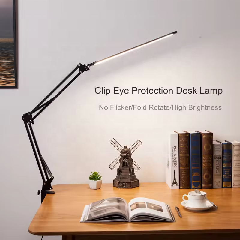 3 Color Modes 10-level Dimmer Clamp Led Desk Lamp Swing Arm Desk Lamp Adjustable Desk Light Eye-care Table Light