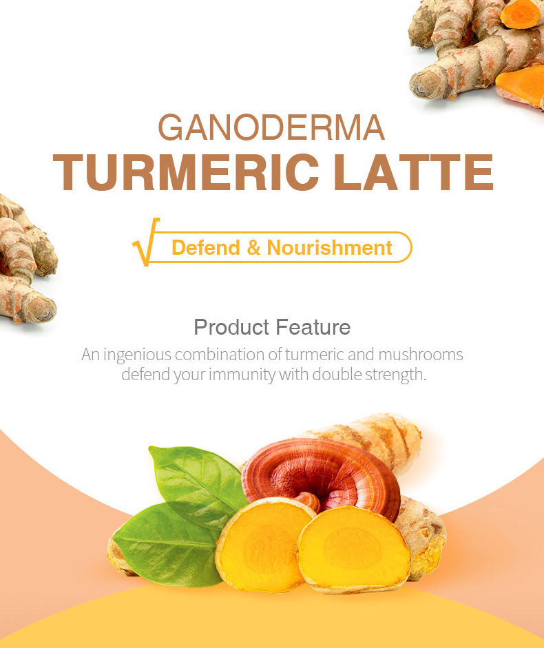 100% Pure Natural Turmeric yellow ginger root extract powder Latte beverage Bags Packaging