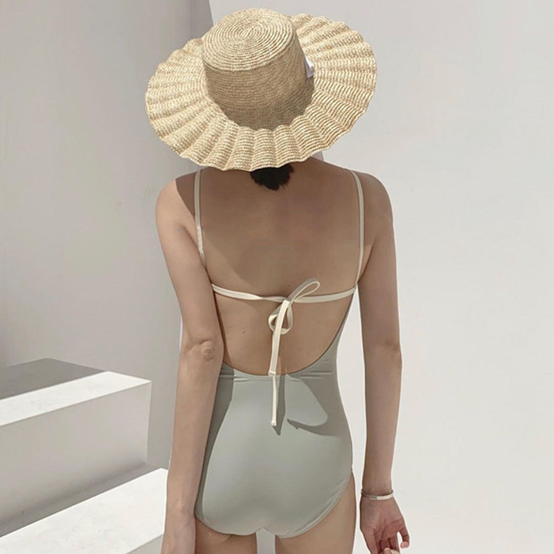 One Piece Beach Wear Bikinis Sexy Young Japanese Girls Solid Bikini Set  Photos Swimwear Women's Swimming Bathing Suit