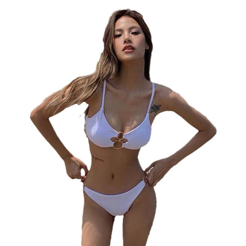 2024 sexy yong girl hot ladies 2 pieces bikini solid color beauty sexy bikinis de mujer swimwear