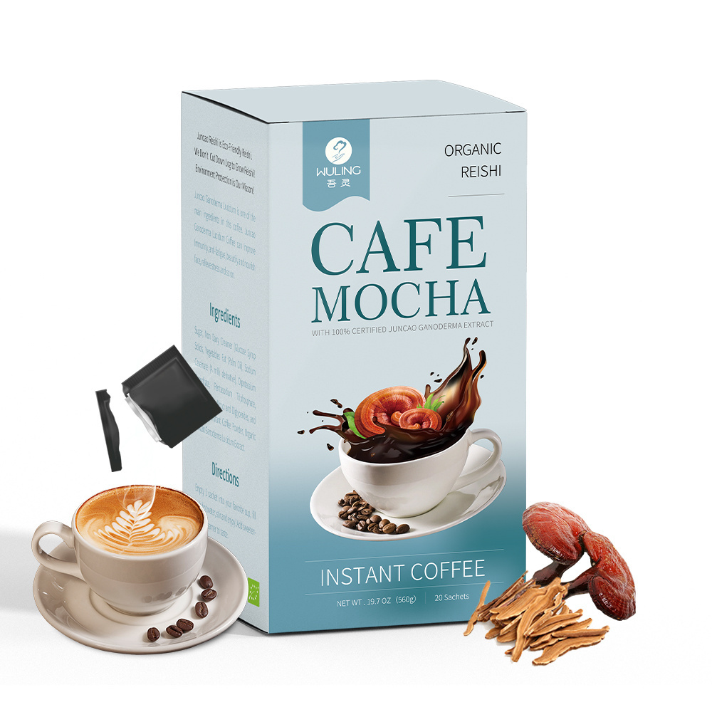 Instant Coffee with Reishi Mushroom extract mocha coffee flavor medicinal mushroom coffee