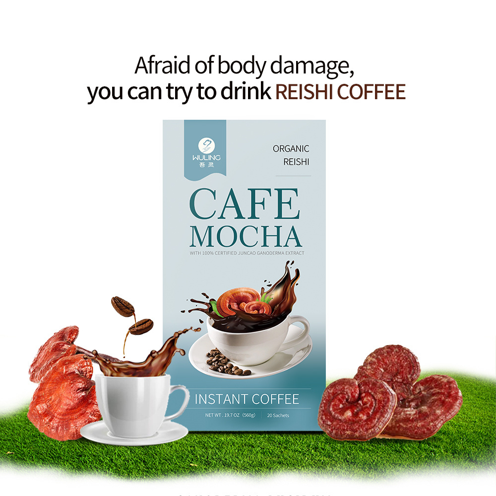 Instant Coffee with Reishi Mushroom extract mocha coffee flavor medicinal mushroom coffee