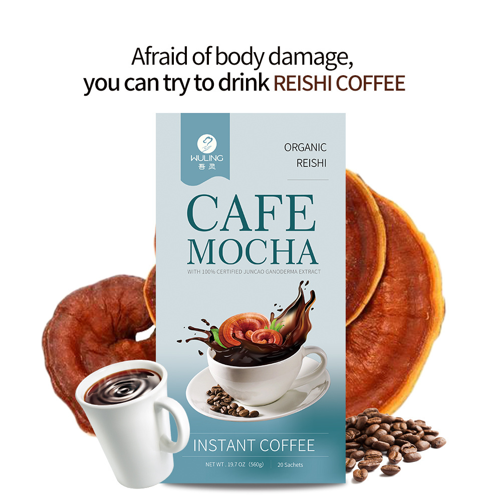 Instant Coffee with Reishi Mushroom extract mocha coffee flavor medicinal mushroom coffee