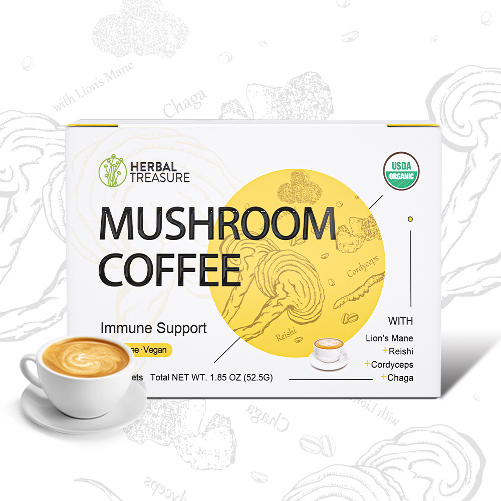 instant coffee  4 in 1 mushroom coffee  instant coffee  with reishi chaga lions mane cordyceps medicinal mushroom