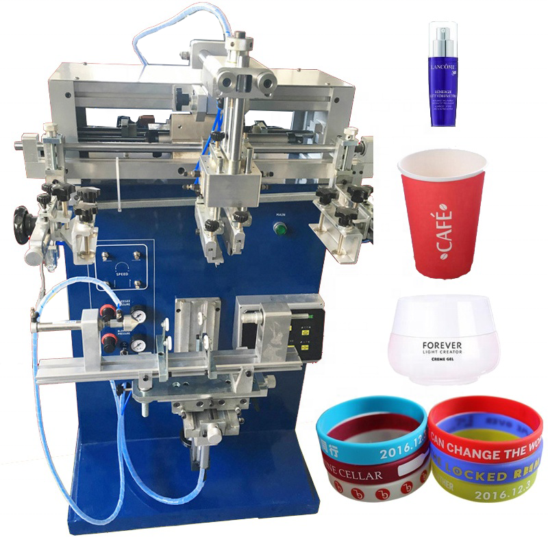 silicone wristband/bottle cup mug cylinder screen printing machine /silk screen printer for sale