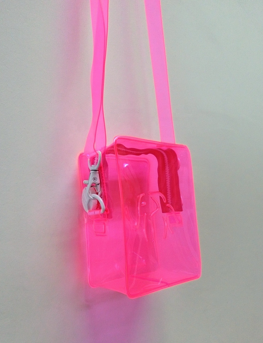 Fashion high quality neon PVC crossbody bag with embossed logo