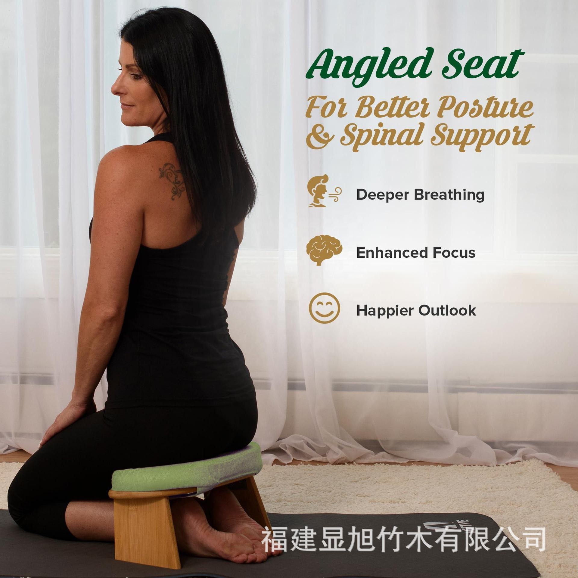 Modern Folding Meditation Bench - Small Kneeling Bamboo Kneeling Stool with Extra Thick Comfortable Cushion