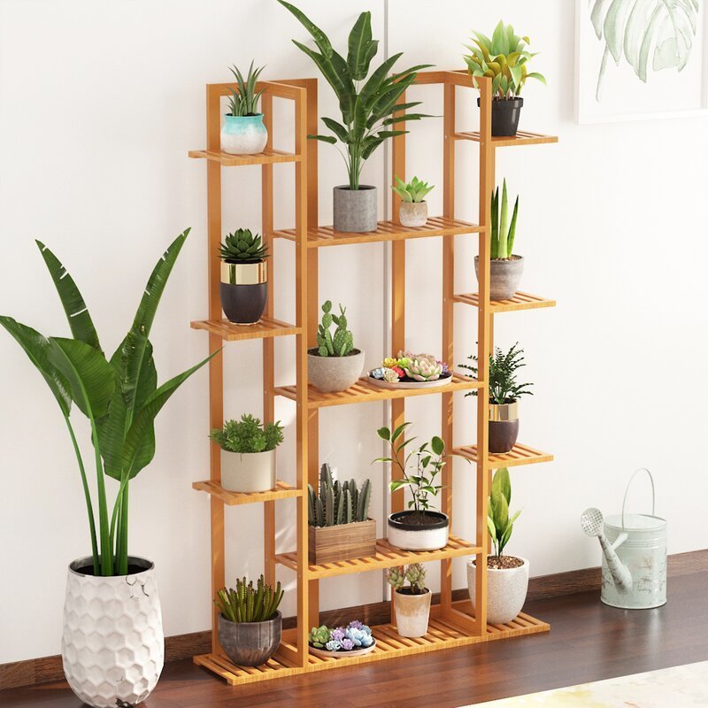 7 Tier Bamboo Plant Stand, Indoor Tall Plant Stand For Living Room Corner, Multiple Flower Pot Holder Shelf