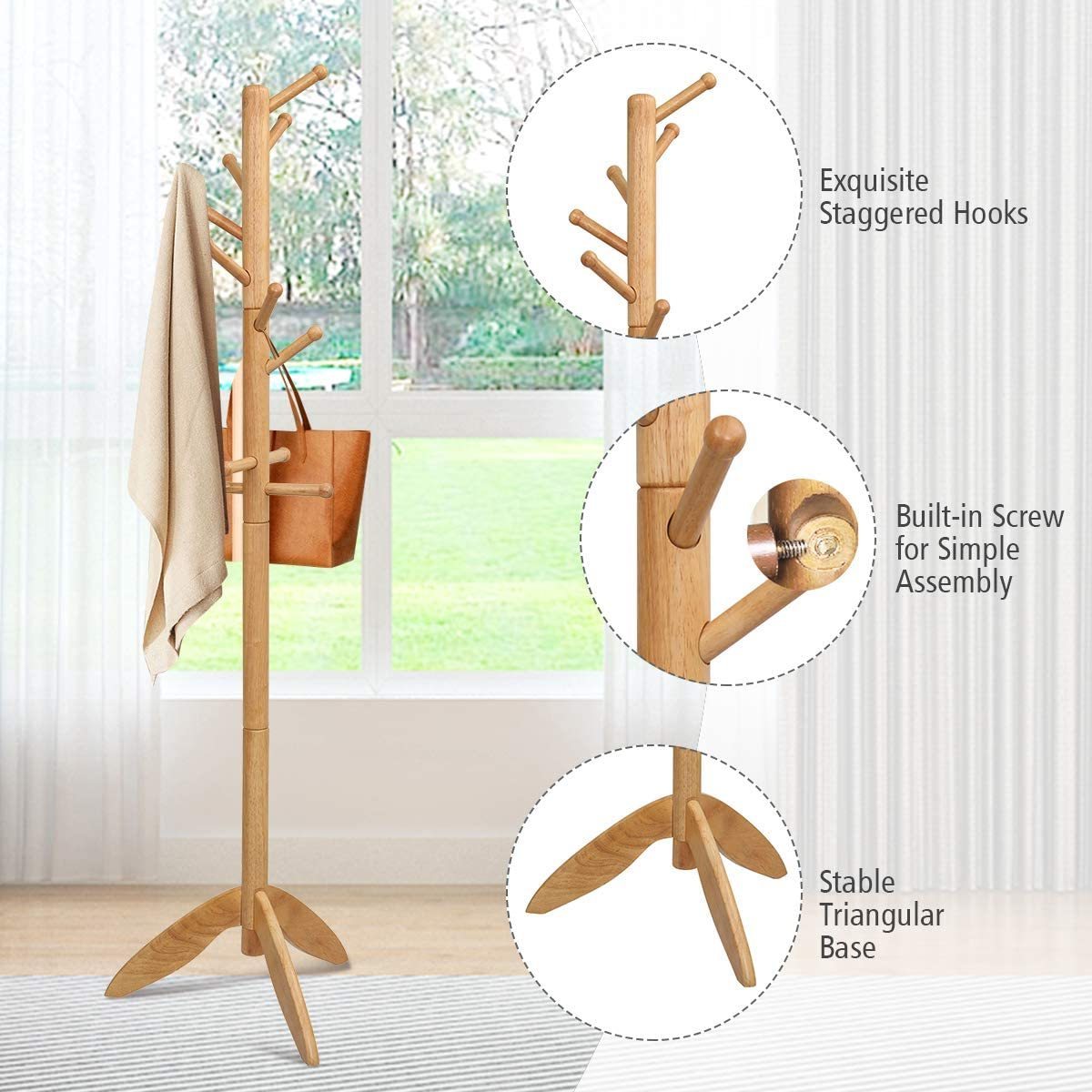 High Quality Wall Mounted Natural Tree Branch Solid Clothes Rack Decorative Wall Mounted Coat Racks wood stand clothing rack