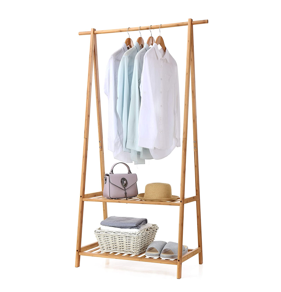 Multifunctional Display Storage Shelf Garment Rack 2 Tiers Wooden Coat Racks Stands Wood Clothes Rack Organizer for Home Office