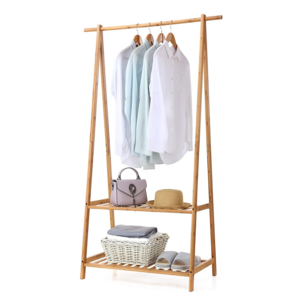 Multifunctional Display Storage Shelf Garment Rack 2 Tiers Wooden Coat Racks Stands Wood Clothes Rack Organizer for Home Office