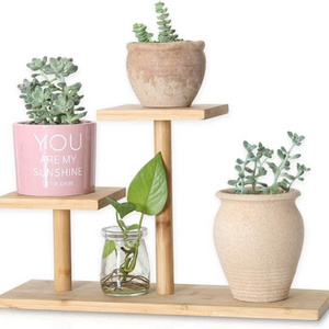 Bamboo Plant Stand Indoor Mini Table Top Wooden Succulent Plant Stand Desk Organiser Display Rack for Outdoor Use