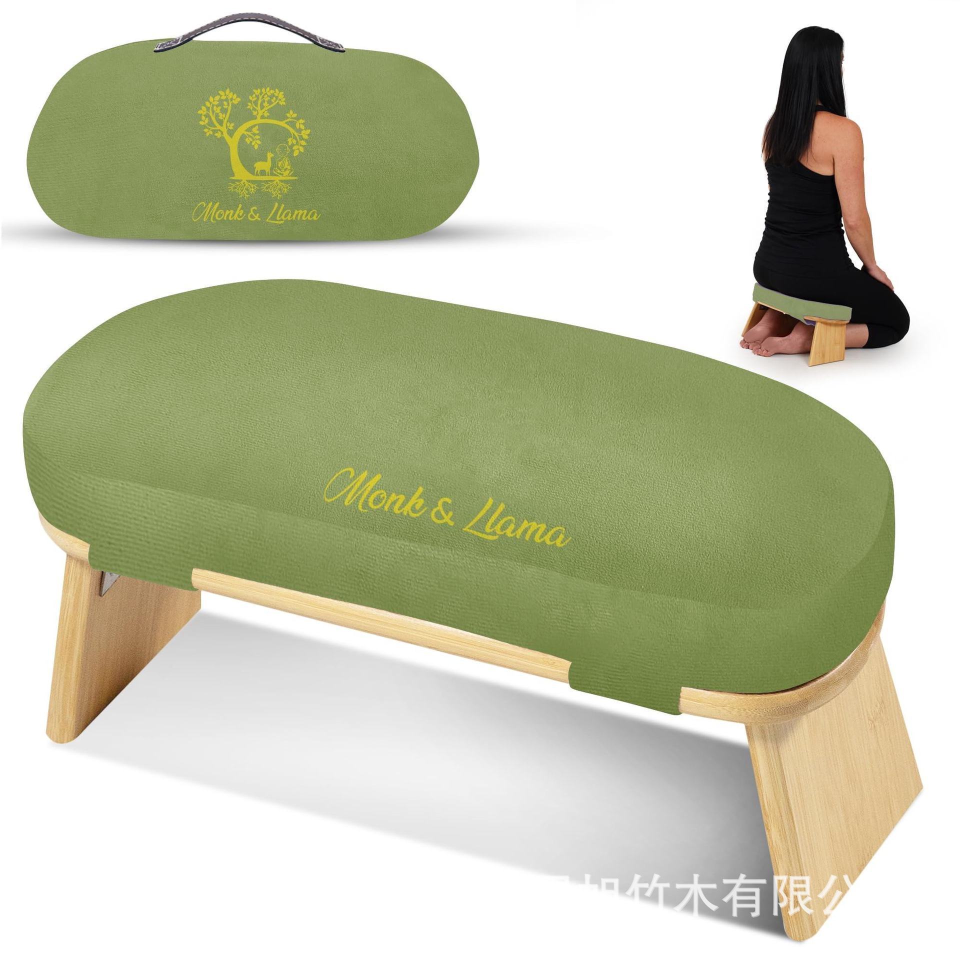 Modern Folding Meditation Bench - Small Kneeling Bamboo Kneeling Stool with Extra Thick Comfortable Cushion