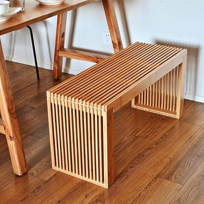 Bamboo Dining Bench,Indoor Storage Bench Wood | Kitchen & Living Room & Dining Room Furniture