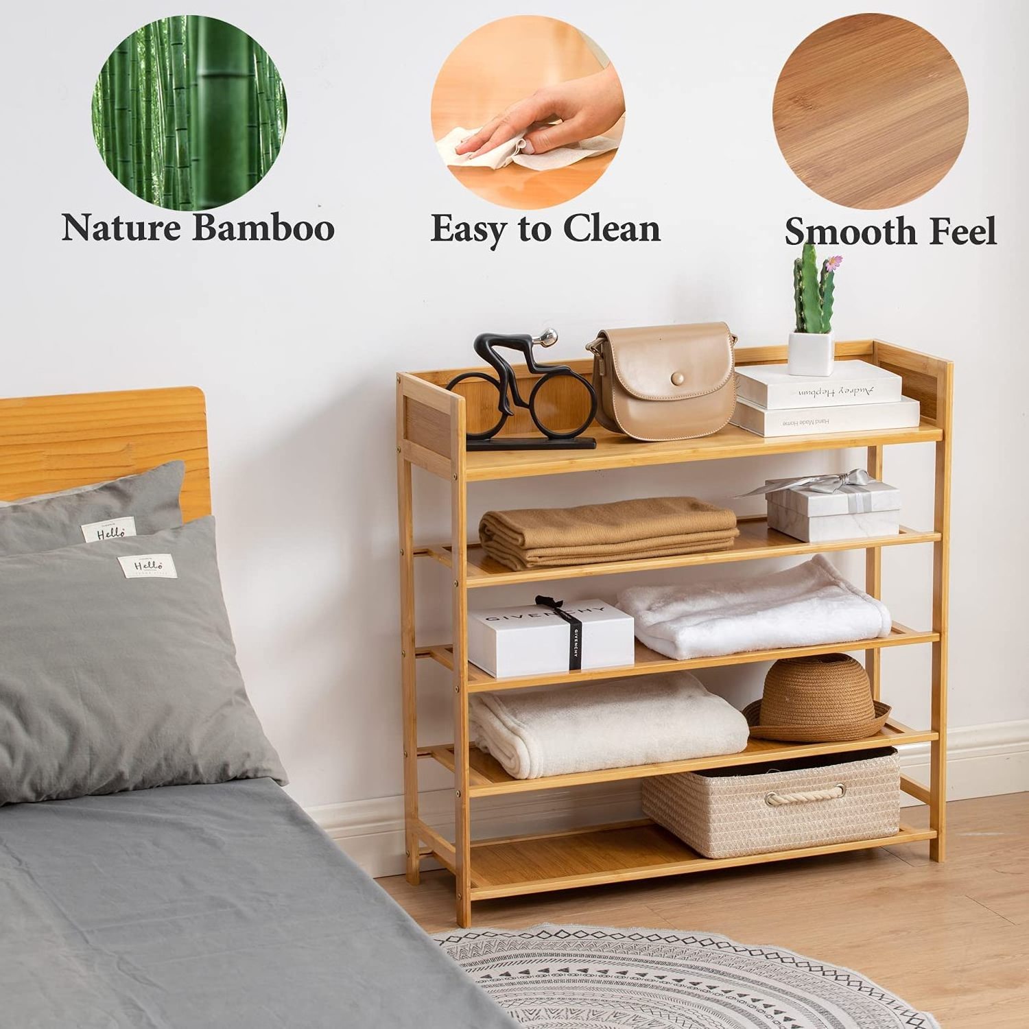 Natural bamboo cheap price fridge storage furniture plant shoe rack corner rack bathroom shelf storage system shelving bin rack