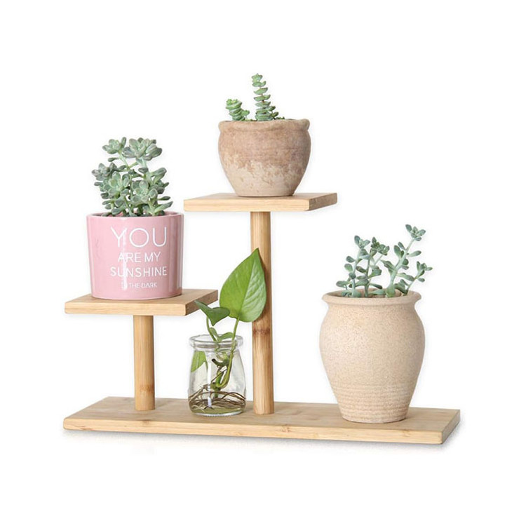 Bamboo Plant Stand Indoor Mini Table Top Wooden Succulent Plant Stand Desk Organiser Display Rack for Outdoor Use